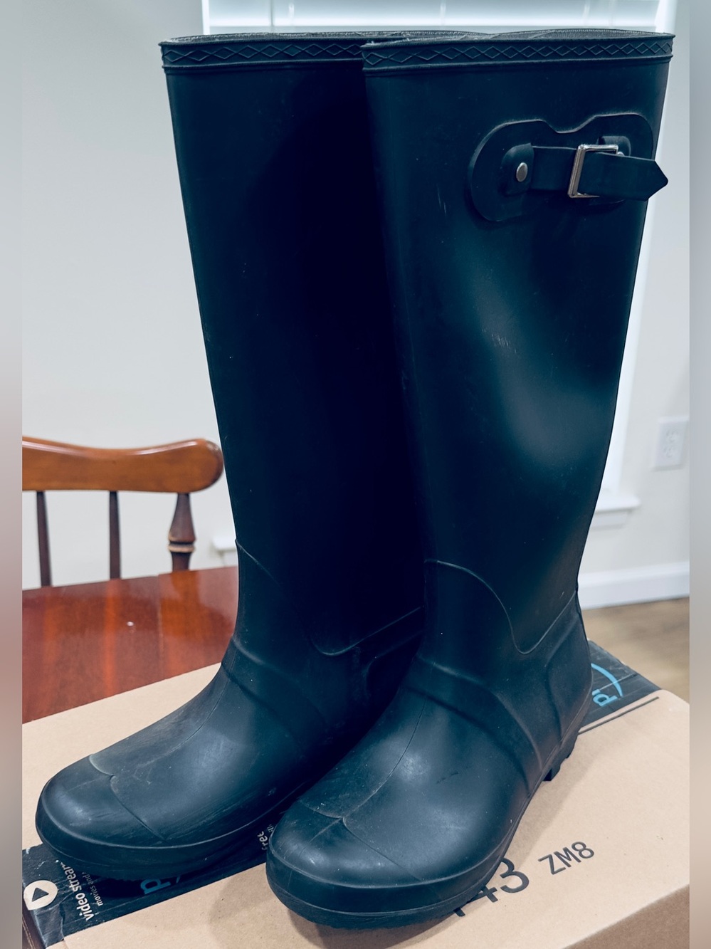 Bamboo Rubber Knee High Boots size 8